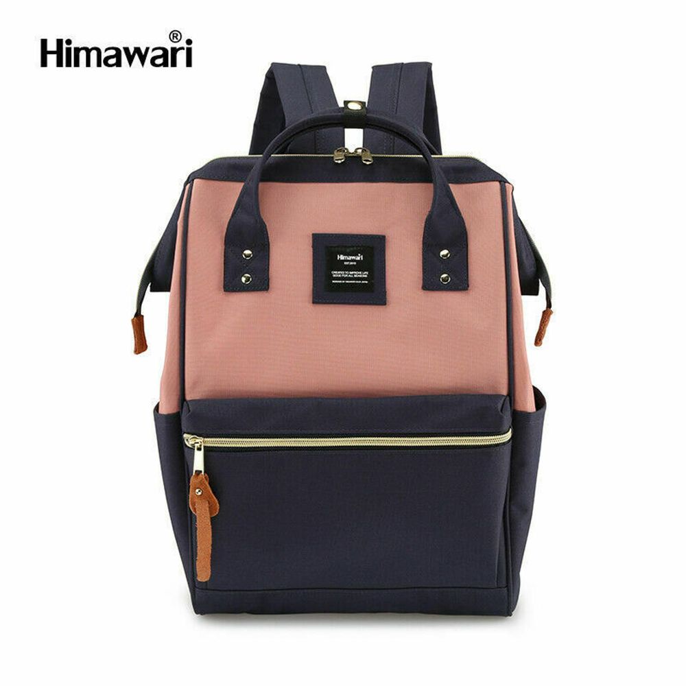 Himawari Laptop Backpack Travel w/USB, Pink/Blue